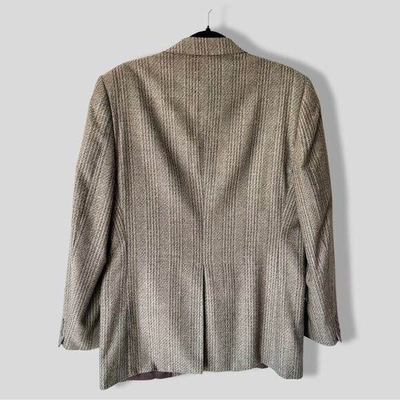 Vintage  Hyde Park Moores Union Made Striped Wool Silk Blend Blazer - Picture 2 of 15